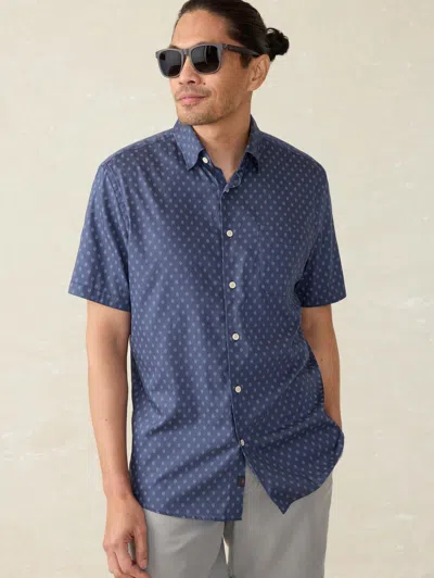 Faherty Short-sleeve Movement&trade; Monterey Shirt In Navy Dusk Diamond