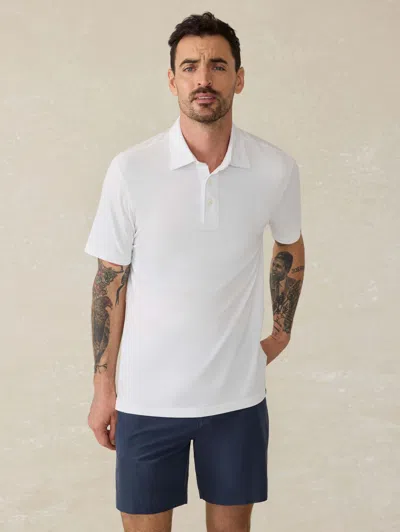 Faherty Short-sleeve Movement&trade; Pique Polo Shirt In Pure White