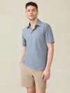 Faherty Movement Short Sleeve Polo Shirt In Azure Beach Stripe