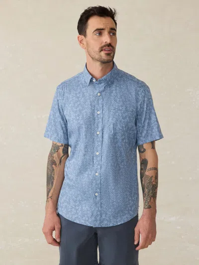 Faherty Movement Short Sleeve Button-up Shirt In Blue