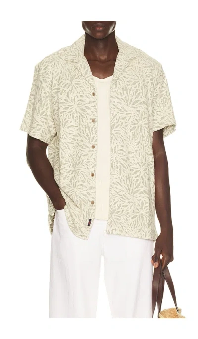 Faherty Short Sleeve Oasis Camp Shirt In Trail Olive Frond