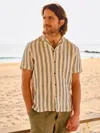 Faherty Short-sleeve Palma Linen Camp Shirt In Ryecroft Valley Stripe