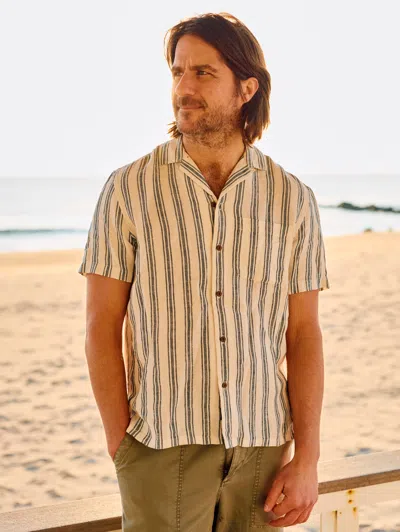 Faherty Short-sleeve Palma Linen Camp Shirt In Ryecroft Valley Stripe