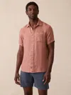 Faherty Short Sleeve Palma Linen Shirt In Pink