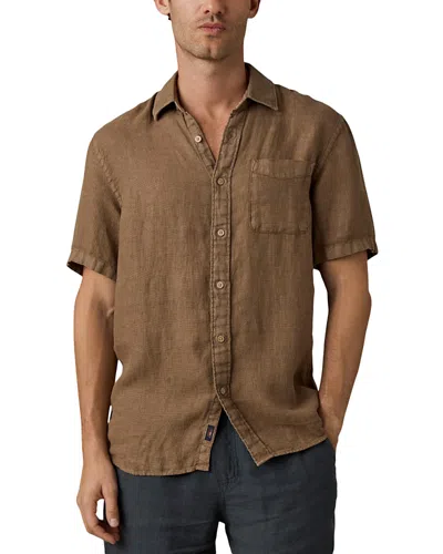 Faherty Short Sleeve Palma Linen Shirt In Brown