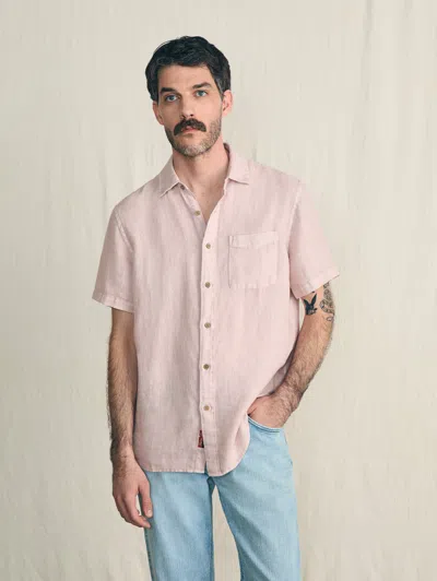 Faherty Short-sleeve Palma Linen Shirt In Coastal Mauve