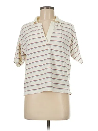 Pre-owned Faherty Short Sleeve Polo Shirt In White