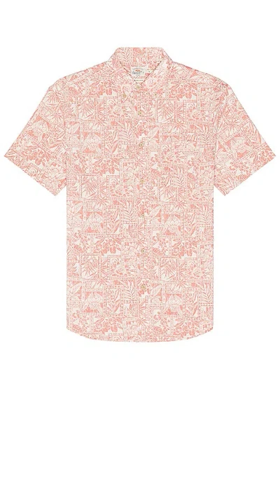 Faherty Short-sleeve Stretch Playa Shirt In Coral Tile Print
