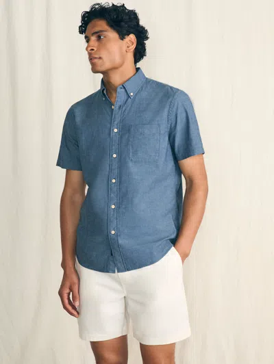 Faherty Short-sleeve Stretch Playa Shirt (tall) In Weathered Blue