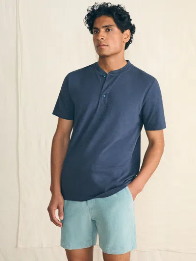 Faherty Short-sleeve Sunwashed Henley T-shirt In Dune Navy