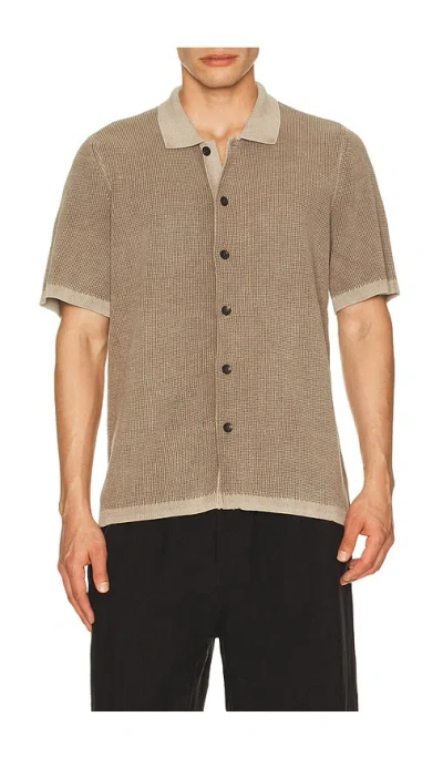 Faherty Short Sleeve Sunwashed Knitted Shirt In Brown