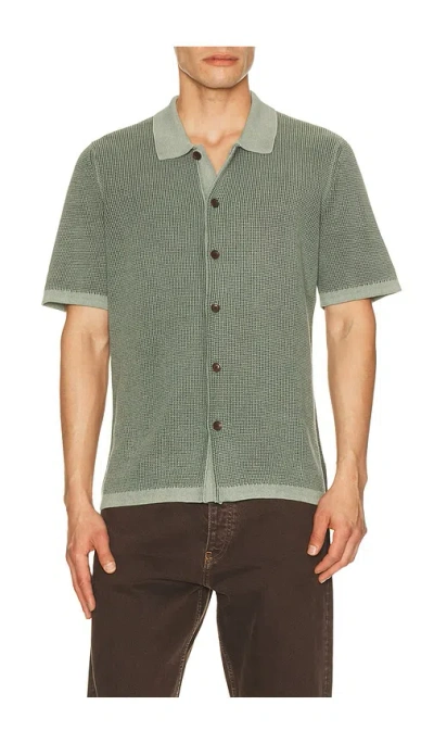 Faherty Short Sleeve Sunwashed Knitted Shirt In Gray