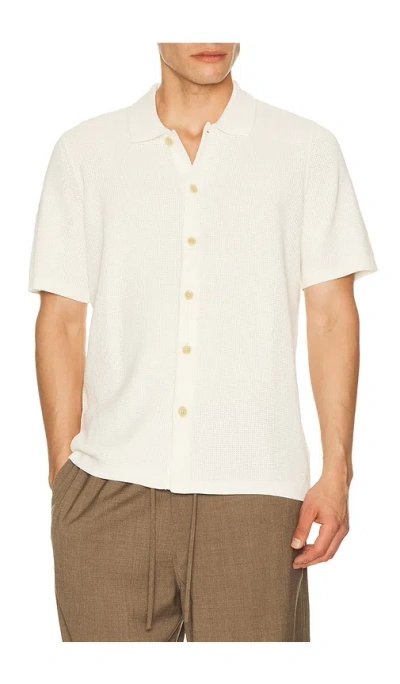Faherty Short Sleeve Sunwashed Knitted Shirt In White