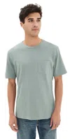 Faherty Short Sleeve Sunwashed Pocket Tee Sage Creek In Sage Creek