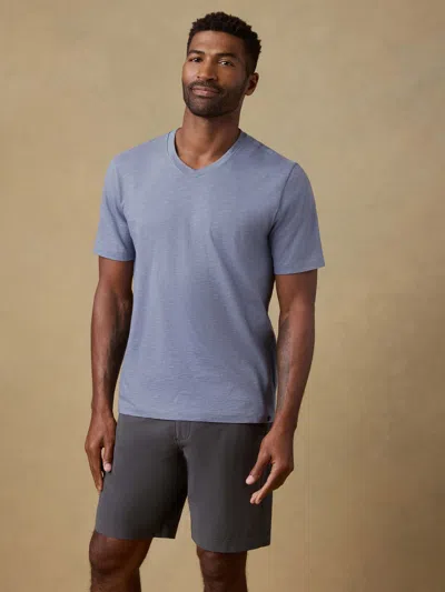 Faherty Short-sleeve Sunwashed Regenerative Cotton V-neck T-shirt In Blue