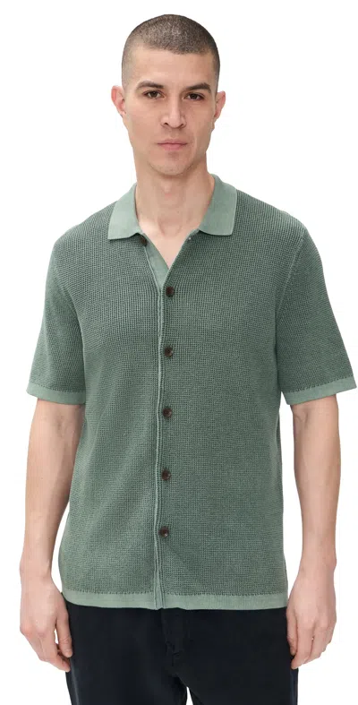 Faherty Short Sleeve Sunwashed Sweater Shirt Mountain Olive