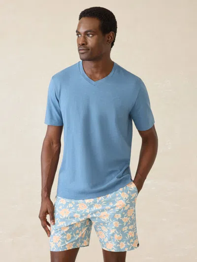 Faherty Short-sleeve Sunwashed V-neck T-shirt In Blue Shore