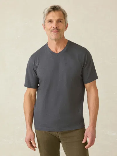 Faherty Short-sleeve Sunwashed V-neck T-shirt In Graphite