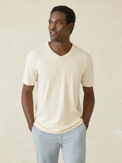 Faherty Short-sleeve Sunwashed V-neck T-shirt In Island Dune Heather