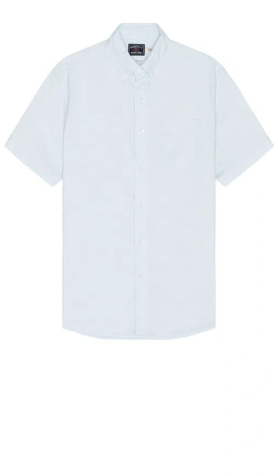 Faherty Short Sleeve Supima Oxford Shirt In Blue Heather