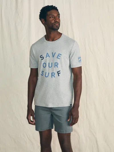 Faherty Short-sleeve Surfrider Sunwashed T-shirt In Heather Grey