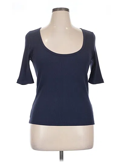 Pre-owned Faherty Short Sleeve Top Blue Scoop Neck Tops