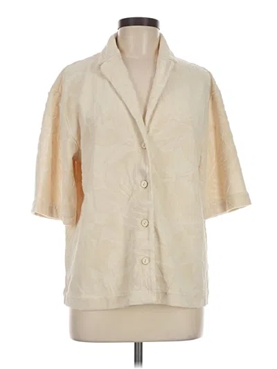 Faherty Short Sleeve Top Ivory Square Neckline Tops In White