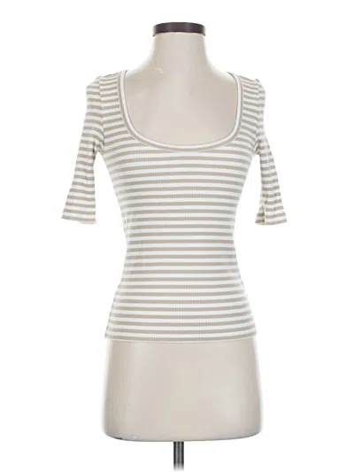 Pre-owned Faherty Short Sleeve Top Ivory Sweetheart Neckline Tops In White