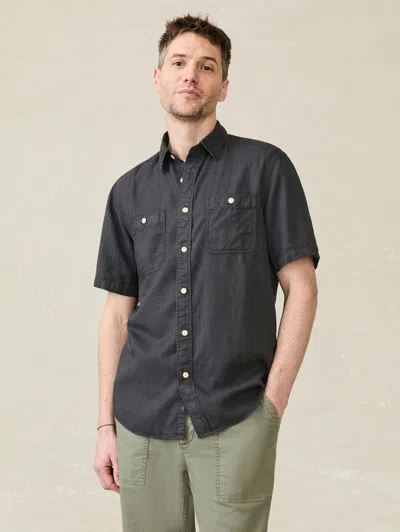 Faherty Short-sleeve Tried And True Chambray Shirt In Durango Black
