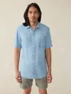 Faherty Short-sleeve Tried And True Chambray Shirt In Vintage Indigo