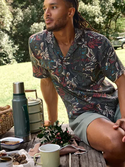 Faherty Short-sleeve Bali Camp Shirt In Gray