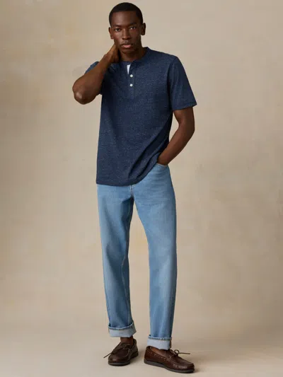 Faherty Short-sleeve Breeze Henley T-shirt In Blue