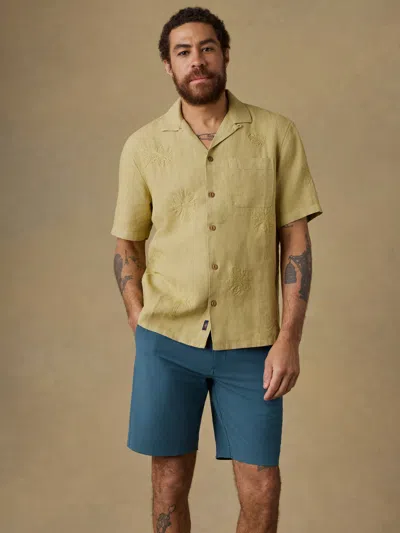 Faherty Short-sleeve Embroidered Shirt In Yellow
