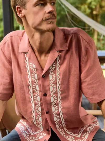 Faherty Short-sleeve Embroidered Shirt In Multi