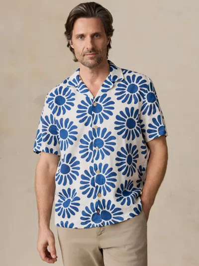 Faherty Short-sleeve Linen Camp Shirt In Blue