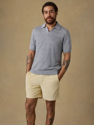 Faherty Short-sleeve Linen Sweater Polo In Blue