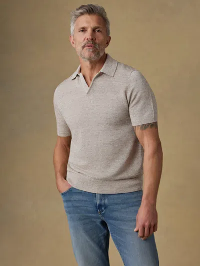 Faherty Short-sleeve Linen Sweater Polo In Gray
