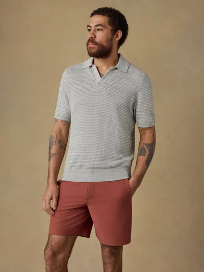 Faherty Short-sleeve Linen Sweater Polo In Gray