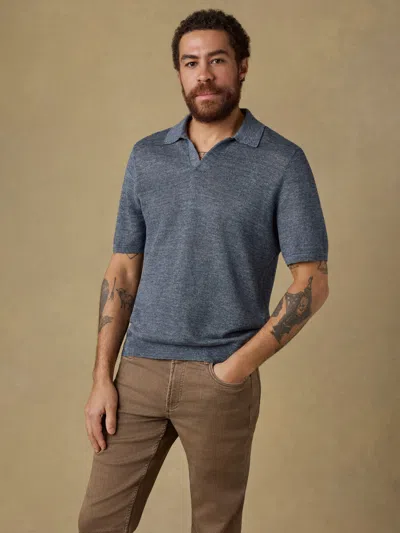 Faherty Short-sleeve Linen Sweater Polo In Gray