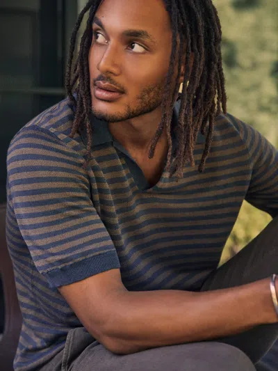 Faherty Short-sleeve Linen Sweater Polo In Multi
