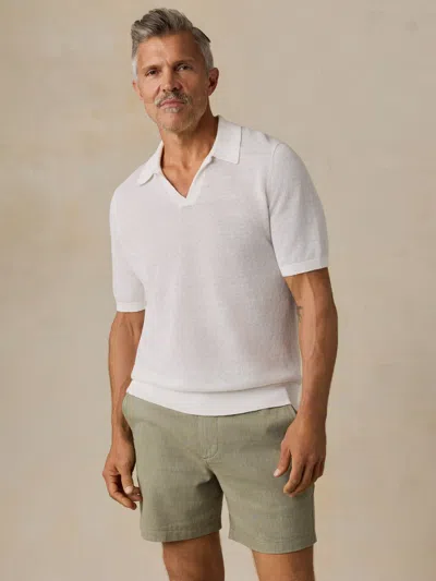 Faherty Short-sleeve Linen Sweater Polo In White