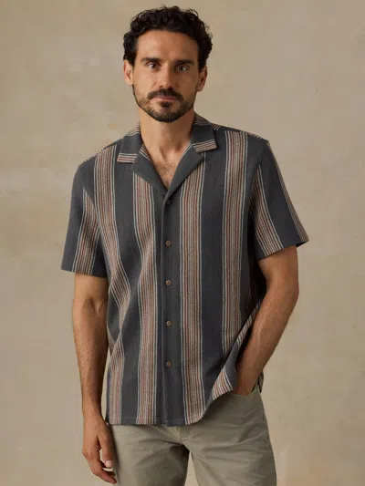 Faherty Short-sleeve Oasis Camp Shirt In Charcoal Rust Stripe