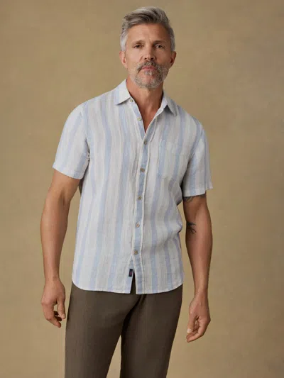 Faherty Short-sleeve Palma Linen Shirt In Blue