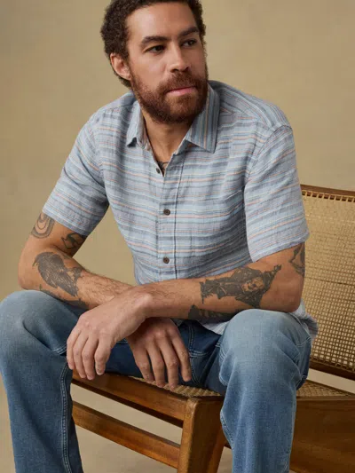 Faherty Short-sleeve Palma Linen Shirt In Blue