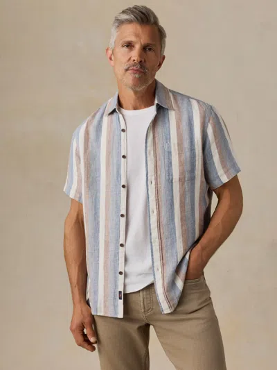 Faherty Short-sleeve Palma Linen Shirt In Multi