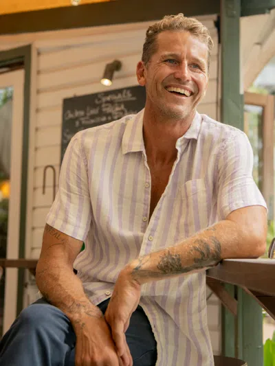 Faherty Short-sleeve Palma Linen Shirt In Multi