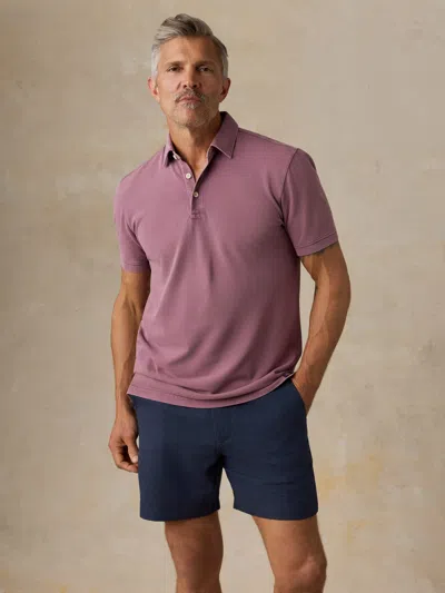 Faherty Short-sleeve Sunwashed Pique Polo Shirt In Pink