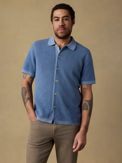 Faherty Short-sleeve Sunwashed Sweater Shirt In Blue