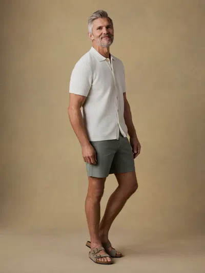 Faherty Short-sleeve Sunwashed Sweater Shirt In White