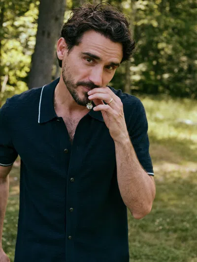 Faherty Short-sleeve Sweater Shirt In Blue